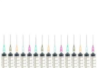 Five Color Needle Or Medical Device Isolated On White Background