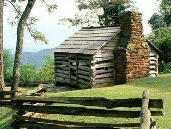 Log Cabin Blue Ridge Parkway Virginia Related River Moat Wallpaper