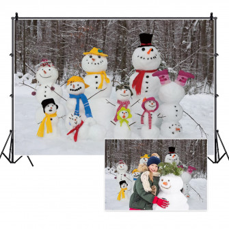 Amazon Funny Snowman Family Photography Backdrop For