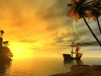 Wallpaper Sea 3d Landscape Background