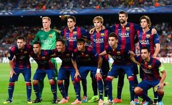Fc Barcelona Lineup Team Photo In The Uefa Champions League