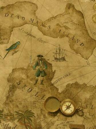 Vintage Pirate Treasure Map Wallpaper Wall Sticker Outlet