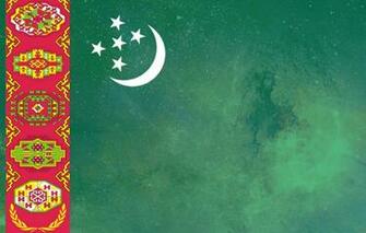 Wallpaper Green Flag Ornament Turkmen Turkmenistan Baydak
