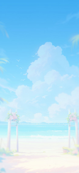 Beautiful Summer Beach Anime Wallpaper 4k