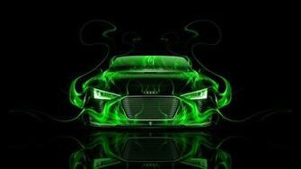 Audi E Tron Spyder Front Green Fire Abstract Car HD Wallpaper