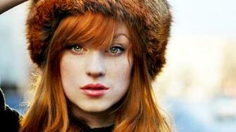 Image Of Beautiful Redhead Girl With Fur Hat Wallpaper