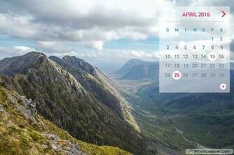 April Calendar For With A The Mountains And Landscape