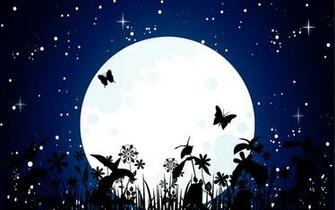 Beauty Moon And Butterfly HD Wallpaper Animation