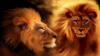 Lion Face And Profile Wallpaper HD