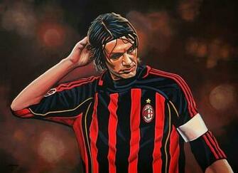 Paolo Maldini Cartoon Wallpaper Ac Milan Sports