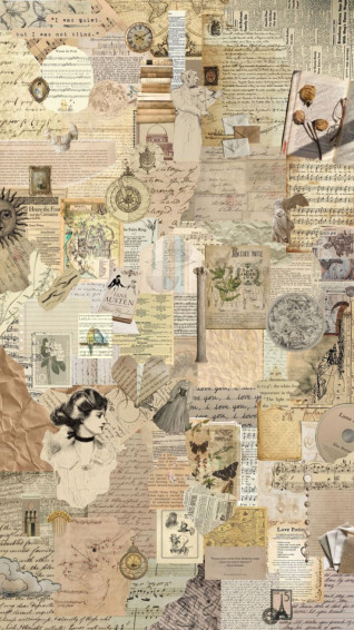 Vintage Art Aesthetic Paper Letters Background Wallpaper