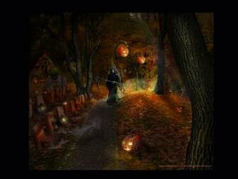 Halloween Cemetery Wallpaper Stock Photos