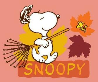 Snoopy With Rake Fall Thanksgiving