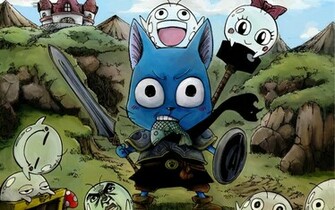 Fairy Tail Cats Drawn Happy Wallpaper Background