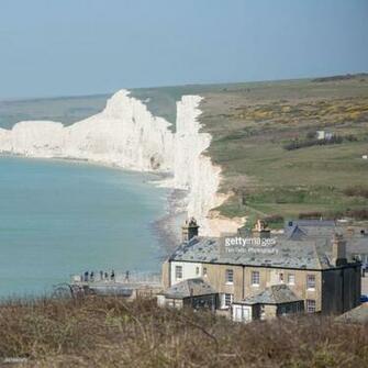 Birling Gap With The Seven Sisters Chalk Cliffs In Background