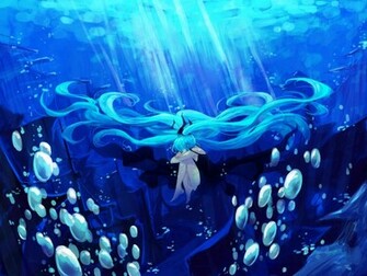 Hatsune Twin Tail Underwater Bubbles Vocaloid Anime Girl HD Wallpaper