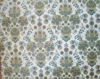Vintage Wallpaper Victorian Green Flower Design 1970s Retro Europe