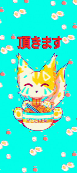 Ramen Cat Phone Wallpaper By Jazminkart