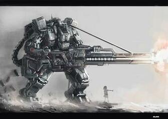 Mecha Weapon Firing Girl Female Wallpaper Desktop Pc A62