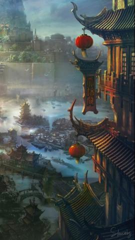 iPhone Wallpaper Ancient Chinese City Art Painting