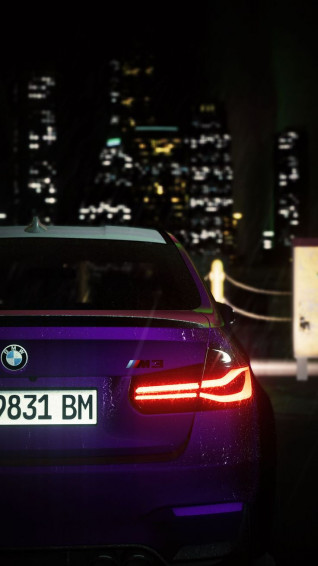 Wallpaper Bmw M3 Car Purple Headlights Night City