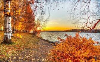 Riverside Autumn Day Wallpaper