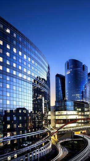Wallpaper France Paris Defense City Night Dusk Buildings