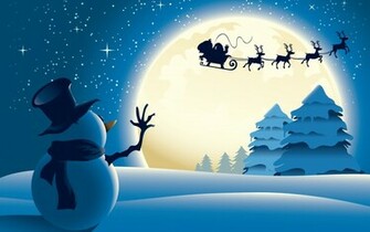 Snowman Santa Claus Christmas HD Wallpaper