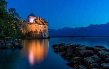 Wallpaper Mountains Lake Stones Castle Switzerland Alps