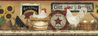 Yellow Black Cb5539bd Hen And Rooster Wallpaper Border Rustic