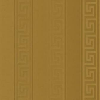 Greek Key Stripe Designer Luxury Satin Wallpaper In Gold
