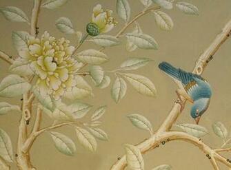 Hand Painted Wallpaper Chinoiserie Silk