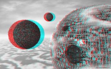 Blue Metal Moons Red Cyan Anaglyph Mono 3d