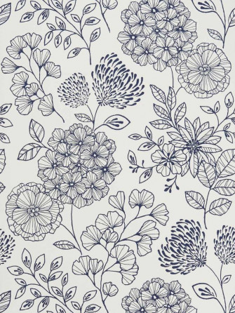 Navy Floral Wallpaper