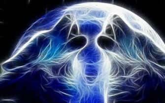 Blue Moon Fractalius Howling Wolf Wolves Wallpaper
