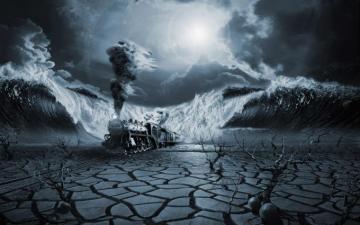 Vehicles Trains Steam Railroad Tracks Desert Nature