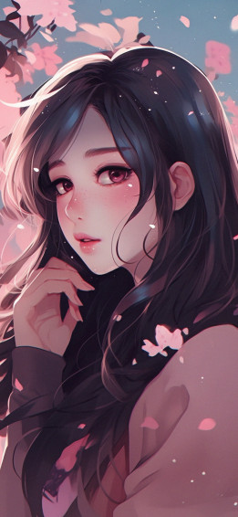 Pretty Anime Girl Pink Wallpaper iPhone