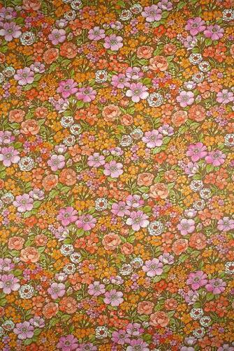 Vintage Small Floral Wallpaper Pink Orange