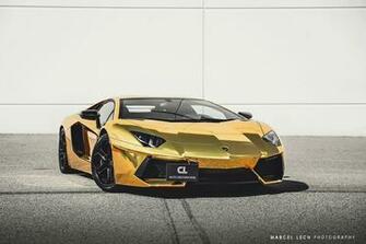 Lamborghini Aventador In Gold Chrome Wrap Front Photo
