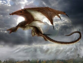 Wallpaper Mountain Dragon Flying