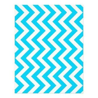 Aqua Blue And White Zig Zags Flyers
