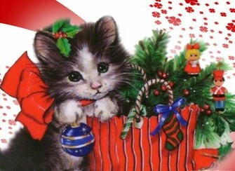 Christmas Kitten Wallpaper