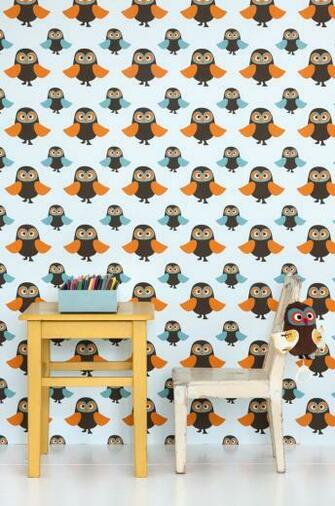 Ferm Living Wallpaper Owl Blue 05mtrx53cm