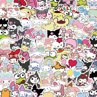 100pcs Mixed Cartoon Sanrio Stickers Cute Hello Kitty