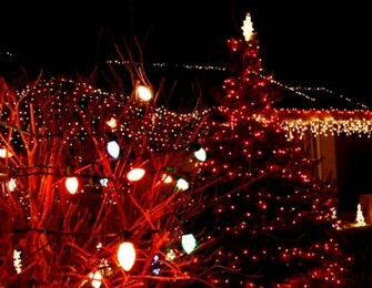 Christmas Lights With Tree Background For Powerpoint