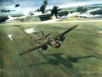 World War Ii Air Combat Aircraft Painting Wallpaper