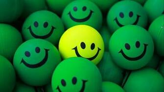 Wallpaper Balls Smile Green Yellow Full HD