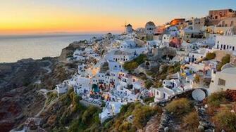 Santorini White Blue Island Sea Nature HD Wallpaper
