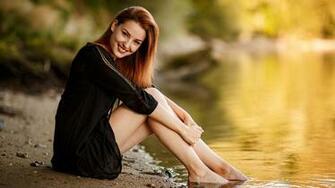 Redhead Smiling Sitting Water Model