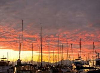 In The Background Under A Dramatic Sunset Puget Sound Washington